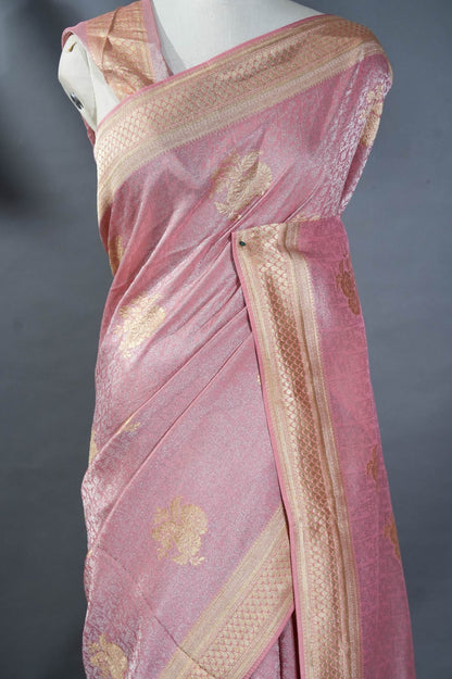 Pink Banarasi Tissue Saree - Shop Vastram