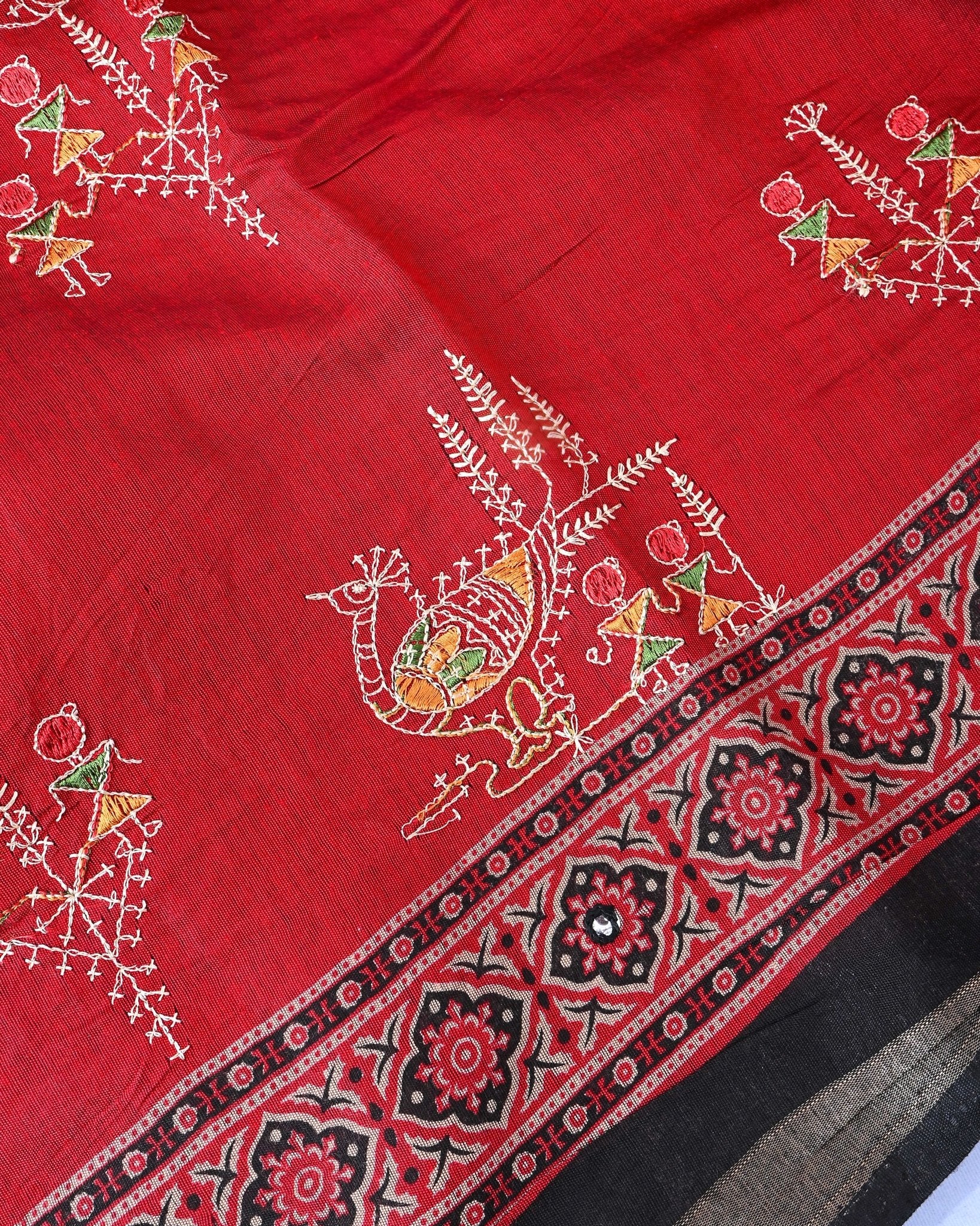 Pink Chanderi Embroidery Saree - Shop Vastram