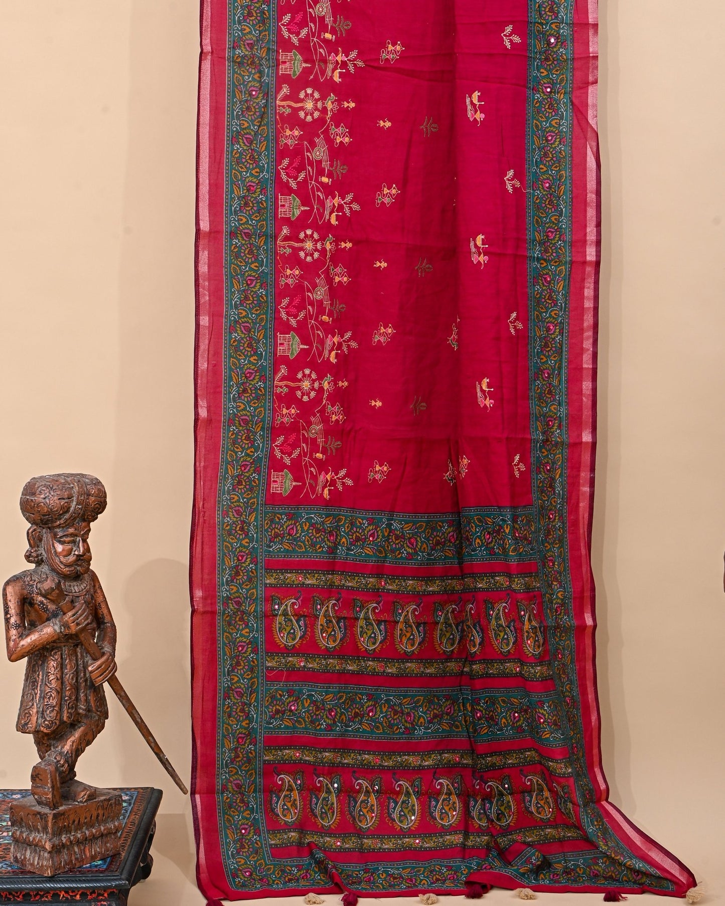 Pink Chanderi Embroidery Saree - Shop Vastram