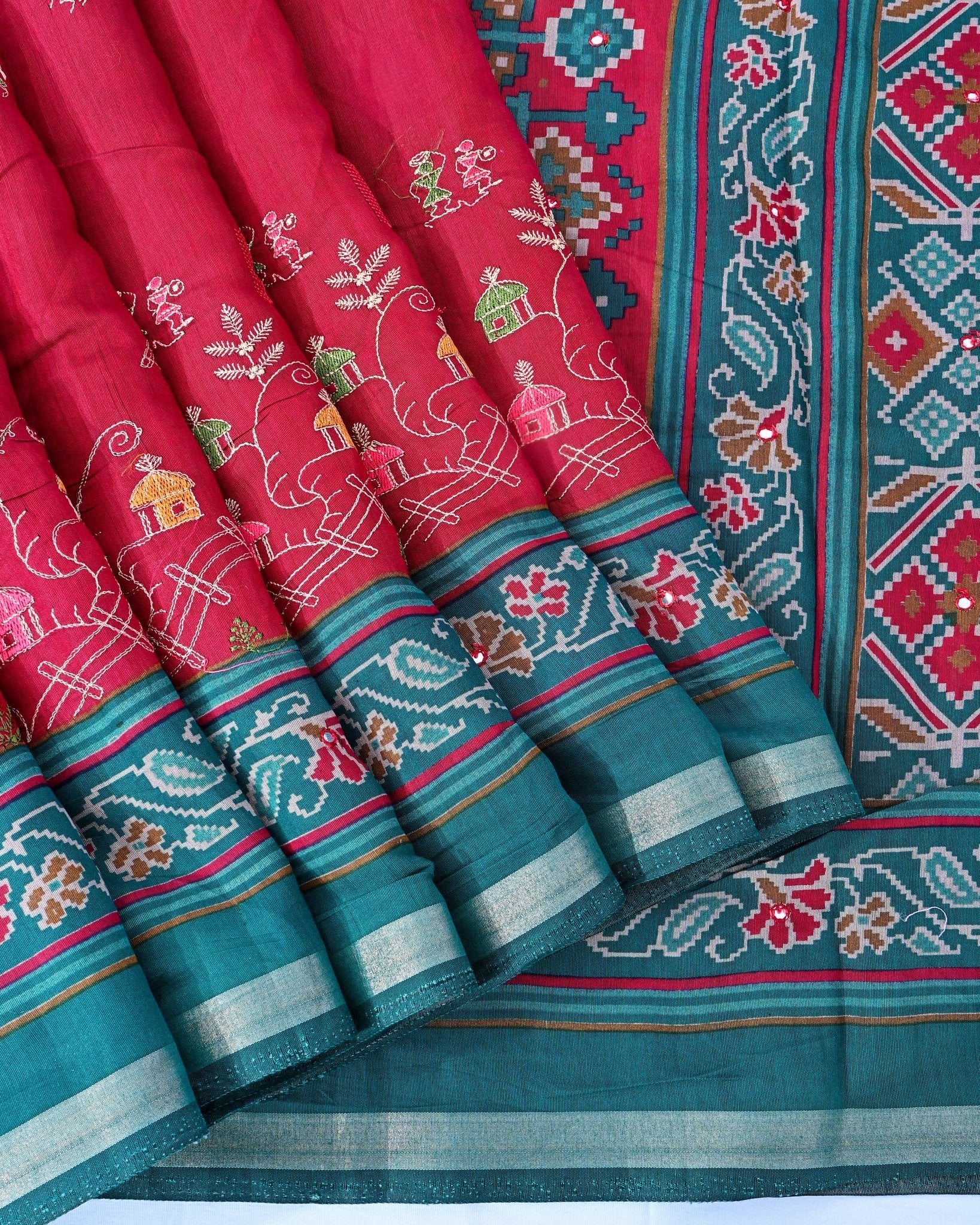 Pink Chanderi Embroidery Saree - Shop Vastram