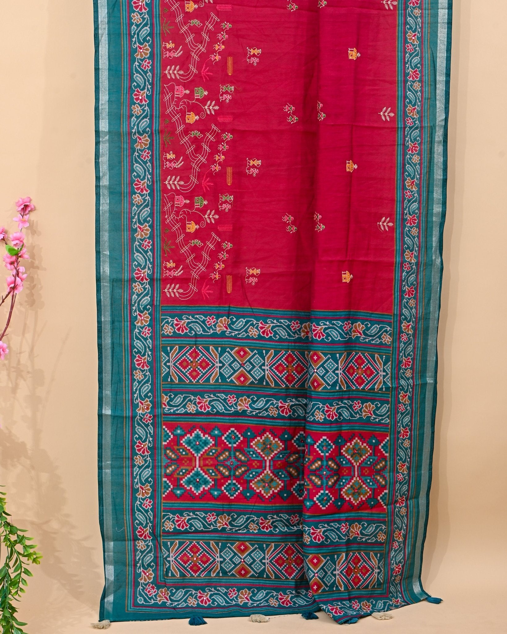 Pink Chanderi Embroidery Saree - Shop Vastram