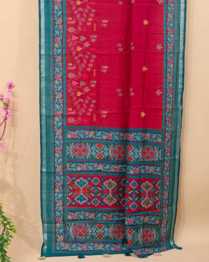 Pink Chanderi Embroidery Saree - Shop Vastram