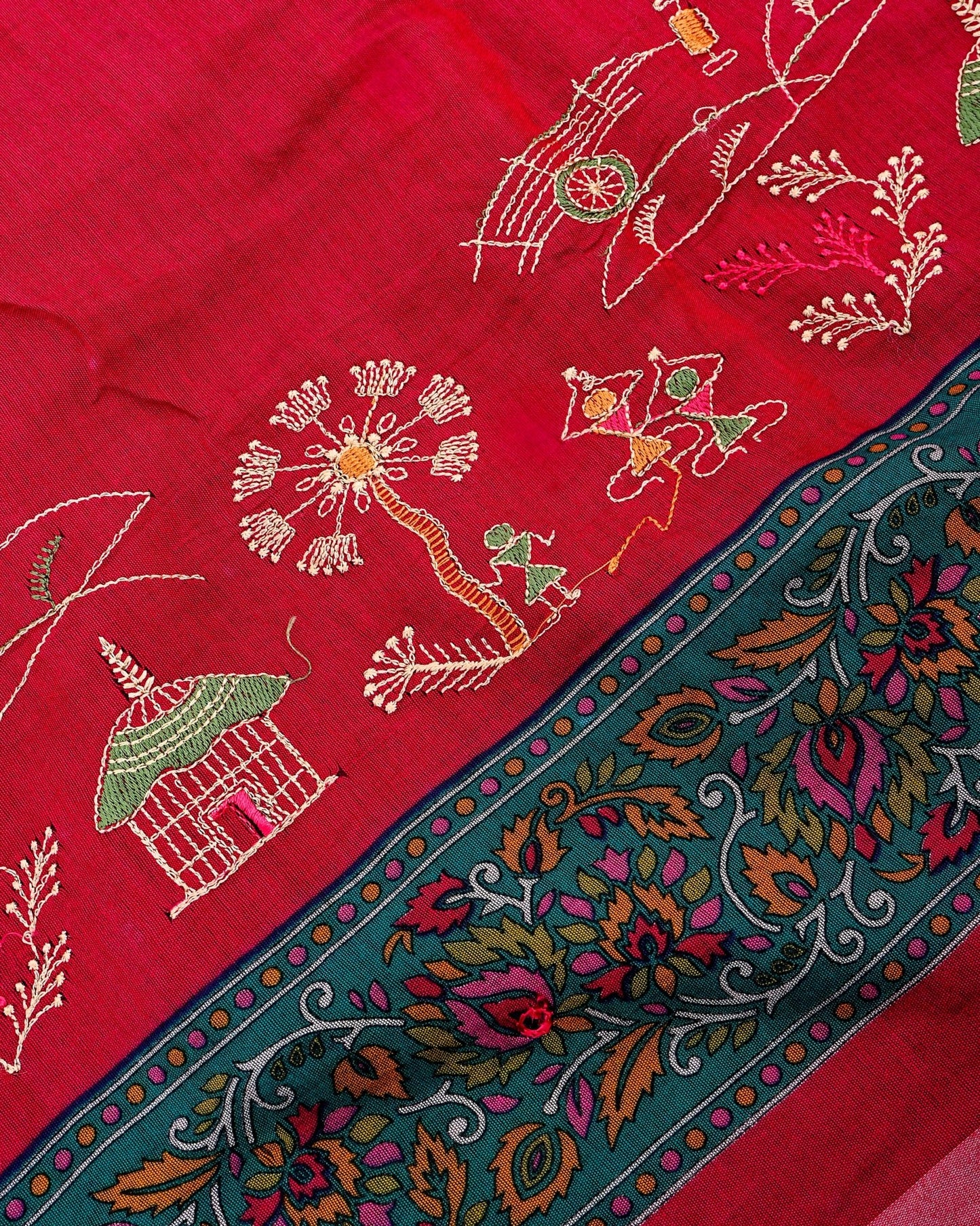 Pink Chanderi Embroidery Saree - Shop Vastram