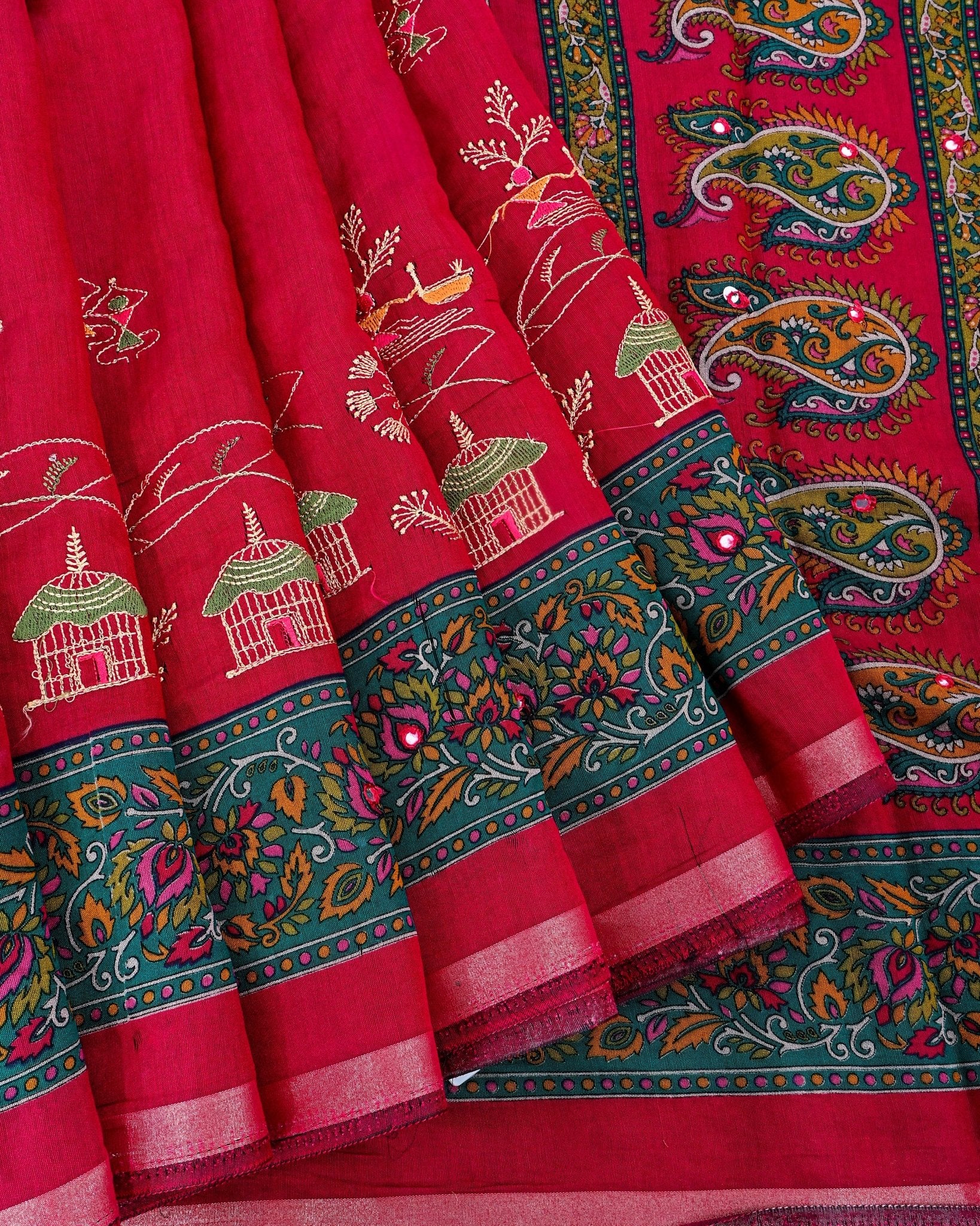 Pink Chanderi Embroidery Saree - Shop Vastram