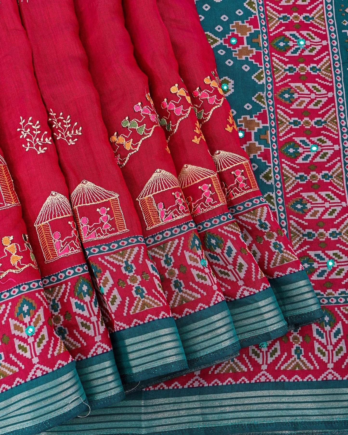 Pink Chanderi Embroidery Saree - Shop Vastram