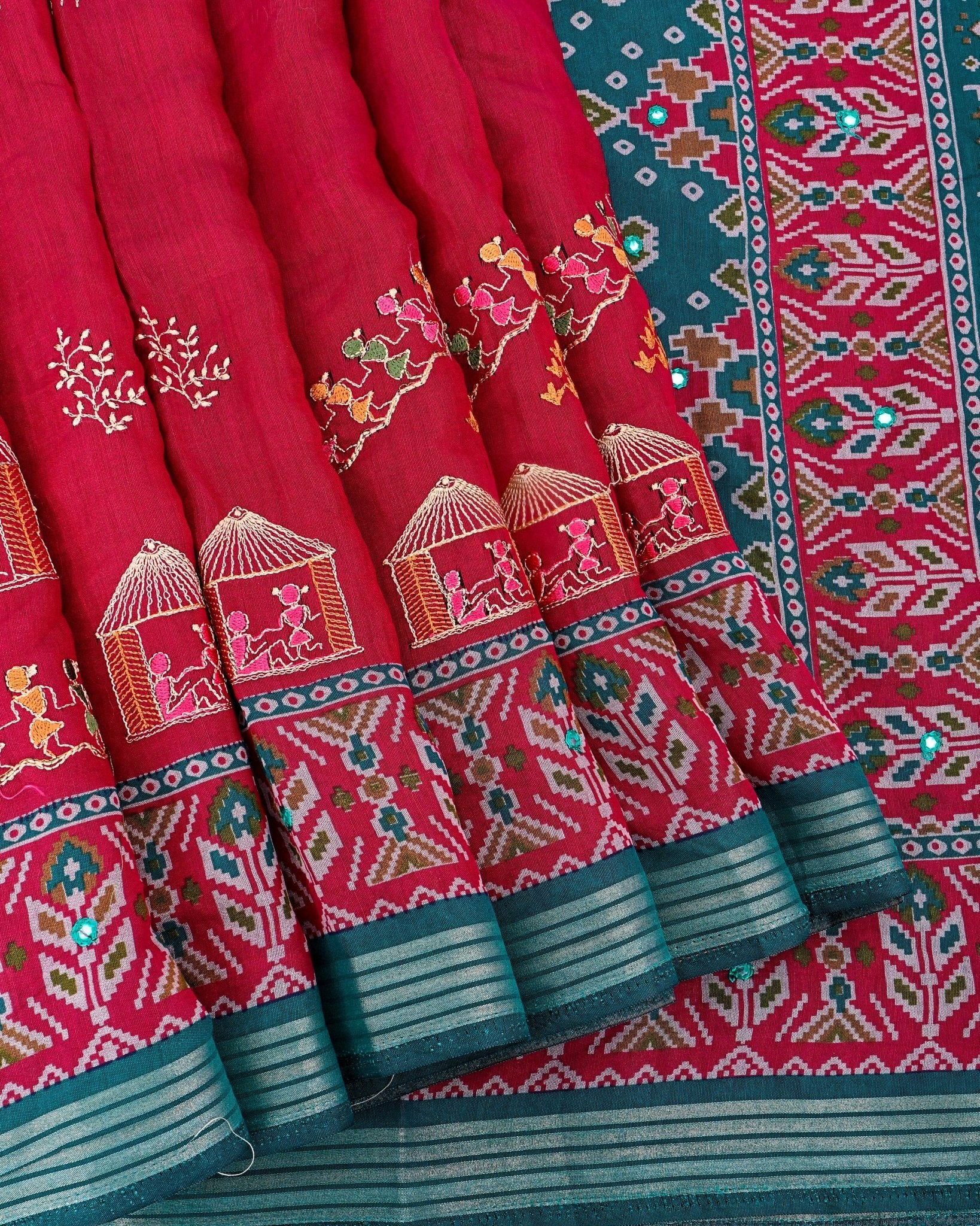 Pink Chanderi Embroidery Saree - Shop Vastram