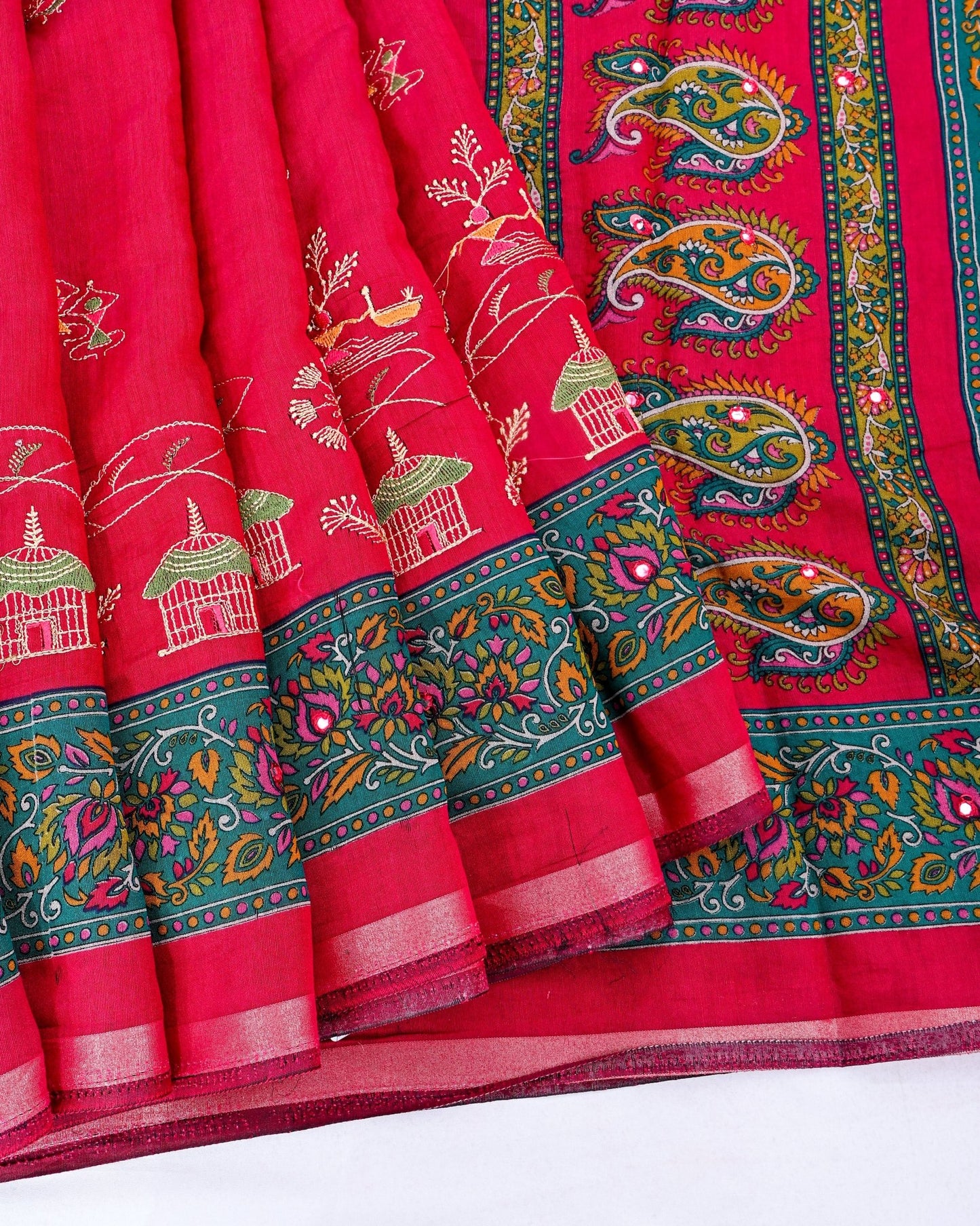 Pink Chanderi Embroidery Saree - Shop Vastram
