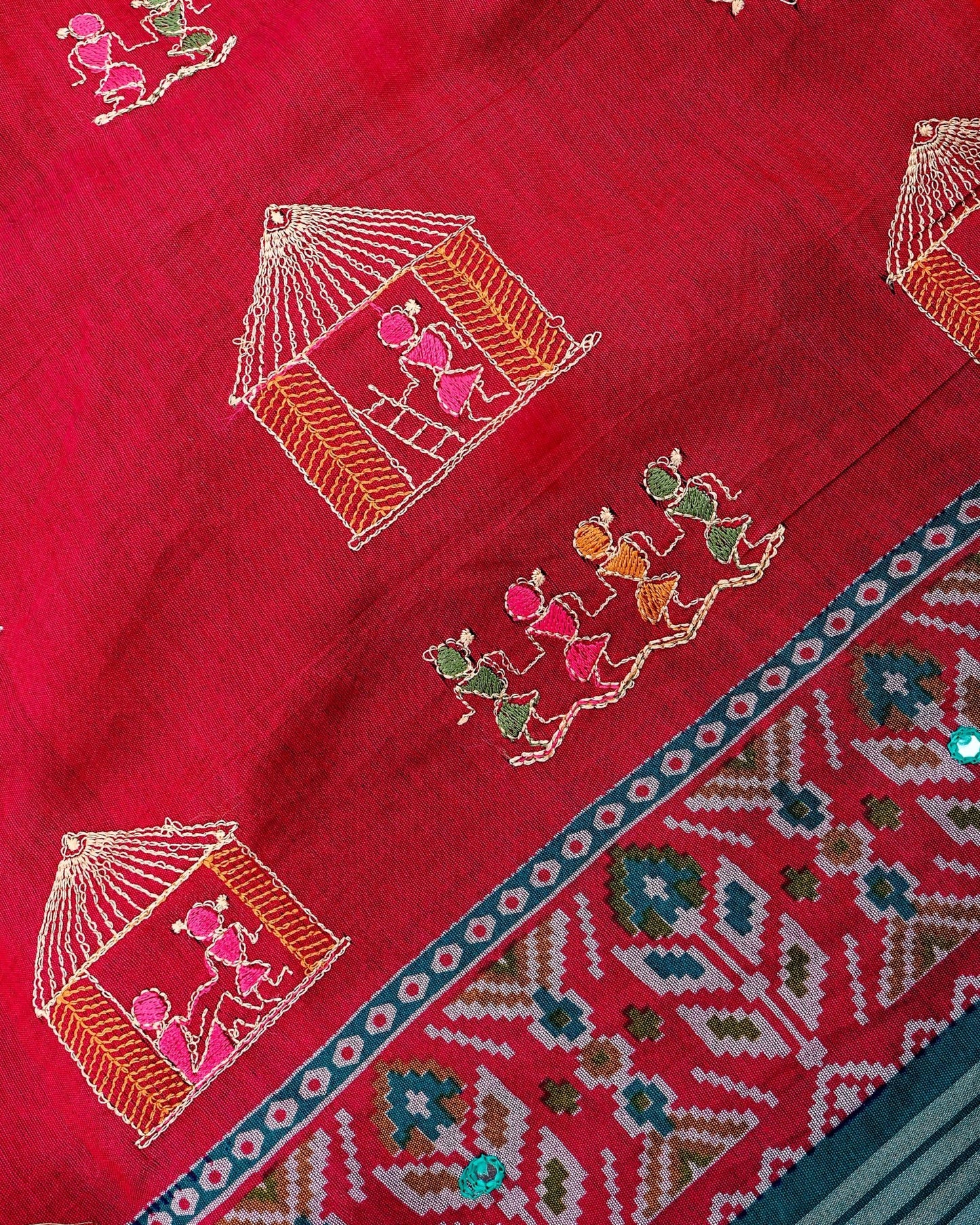 Pink Chanderi Embroidery Saree - Shop Vastram
