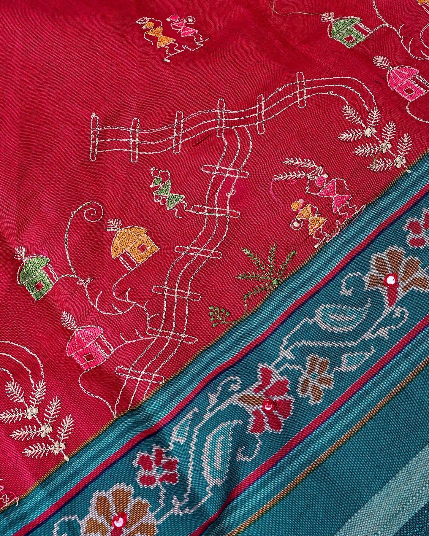 Pink Chanderi Embroidery Saree - Shop Vastram