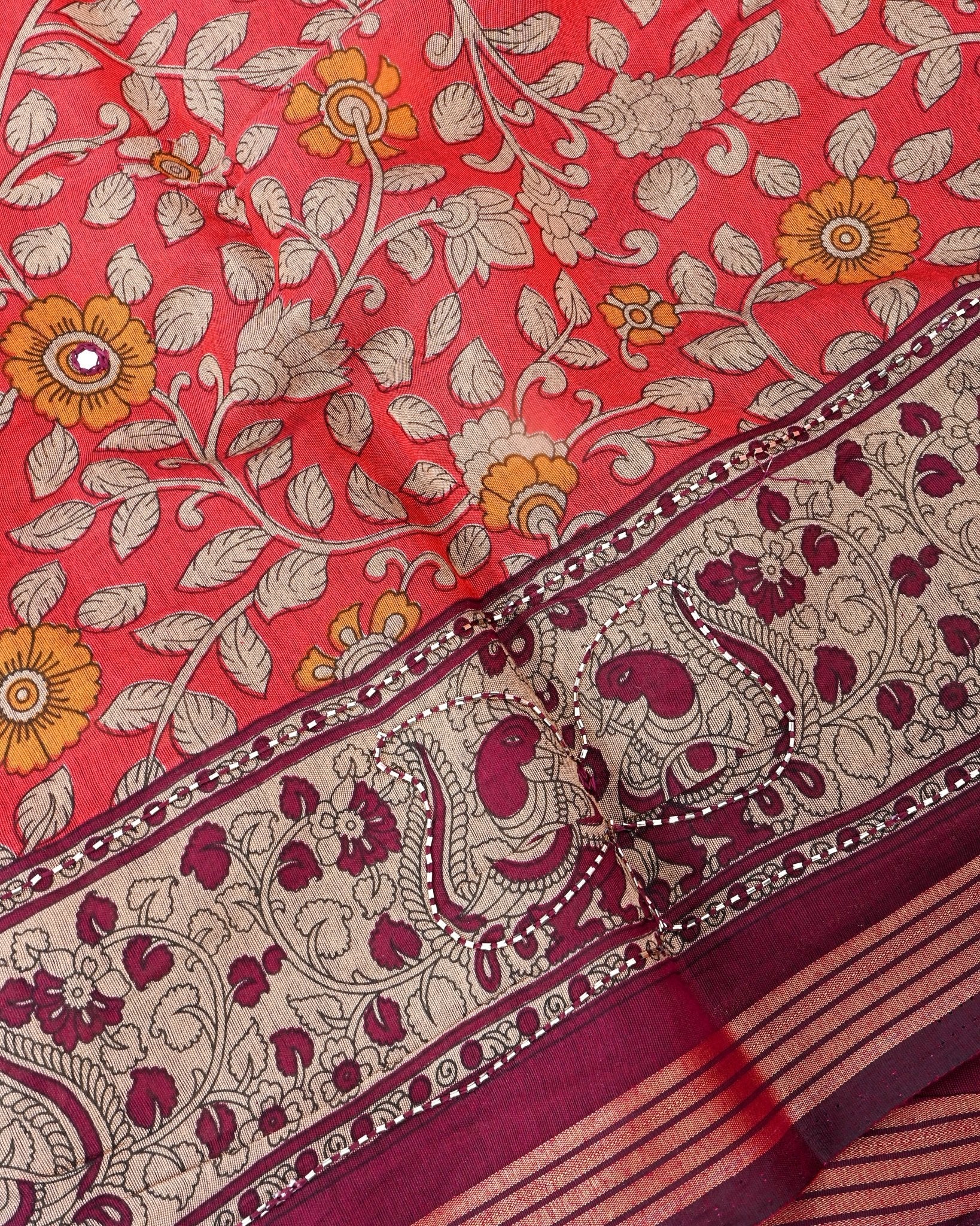 Pink Chanderi Printed Saree - Shop Vastram