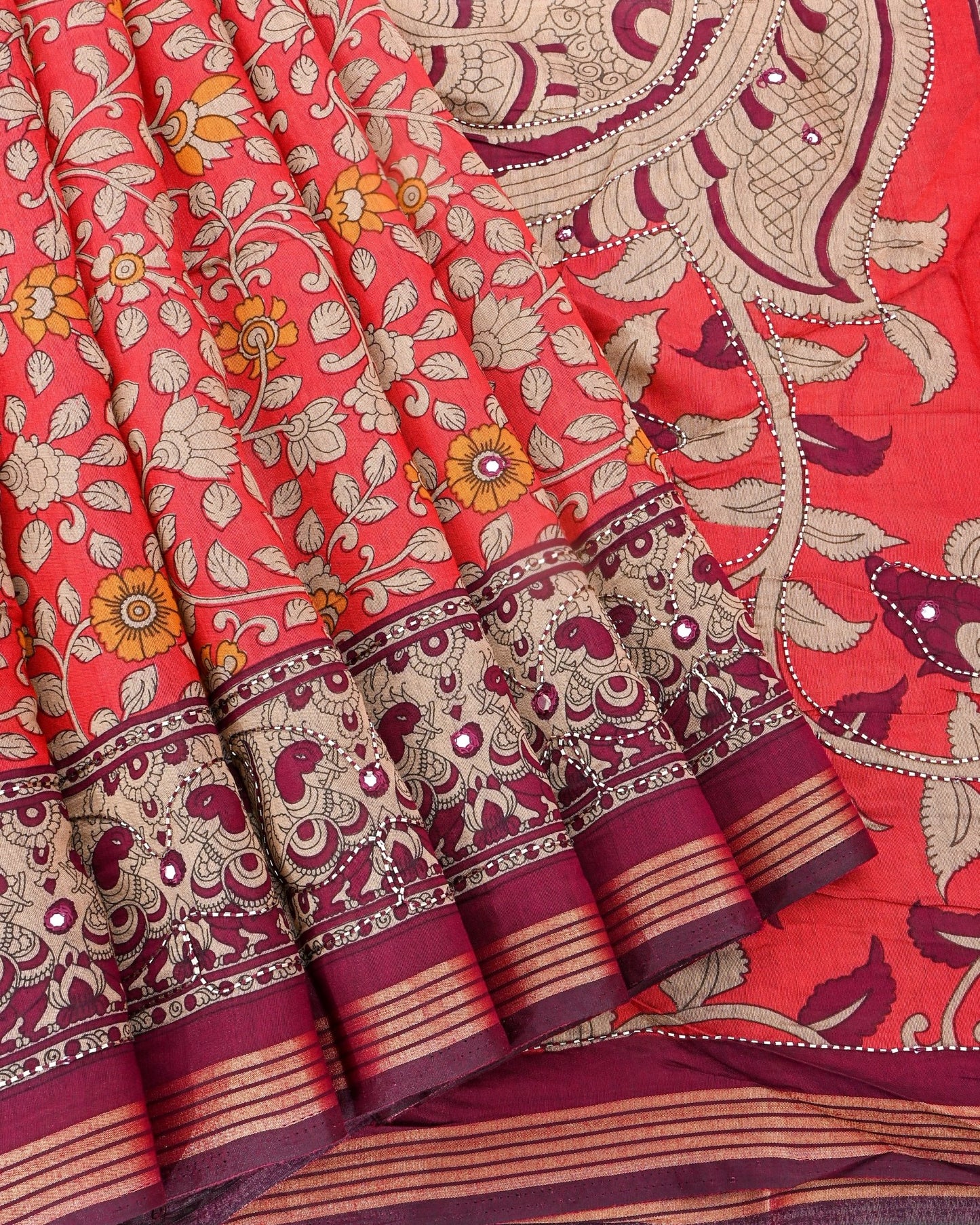 Pink Chanderi Printed Saree - Shop Vastram