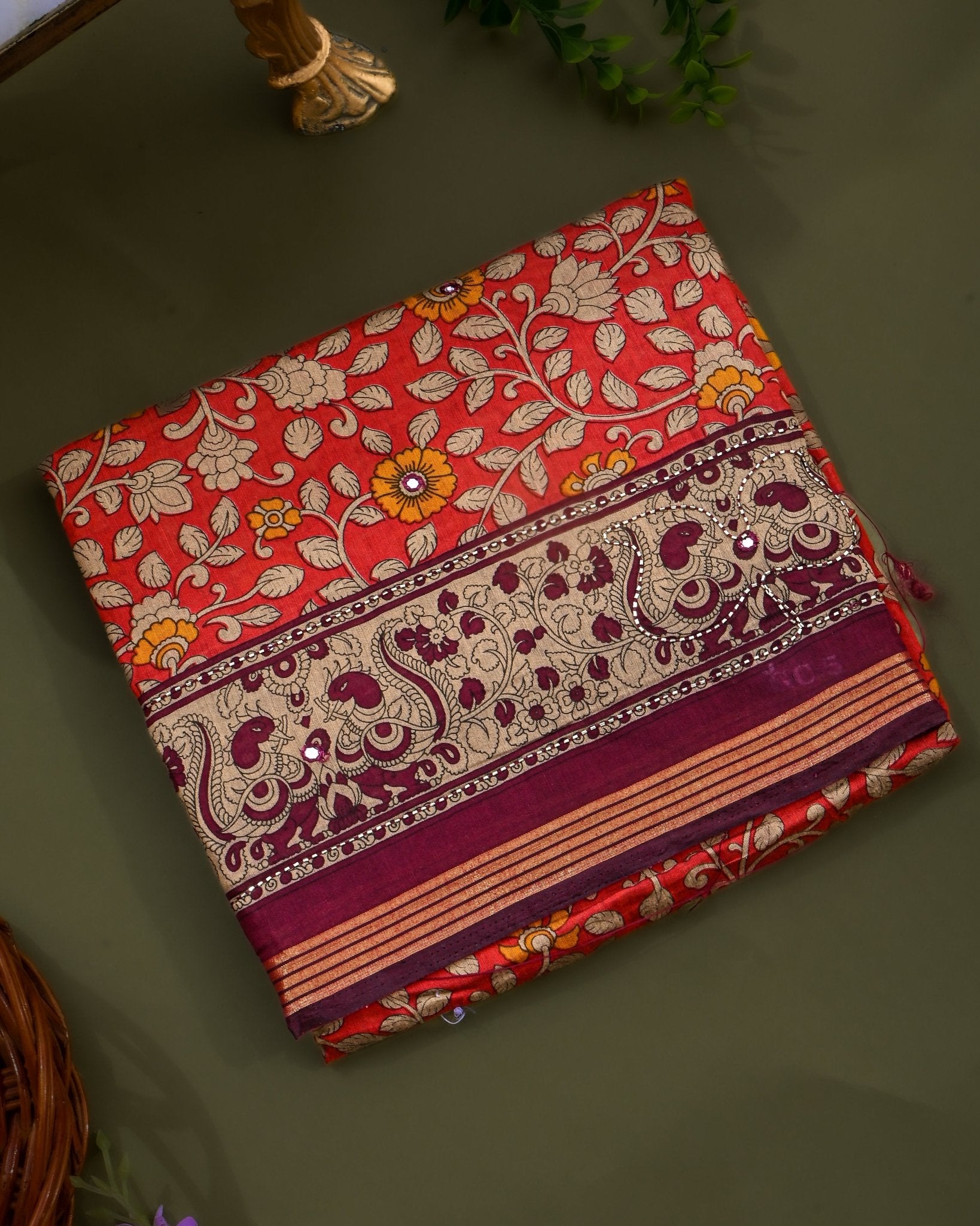Pink Chanderi Printed Saree - Shop Vastram