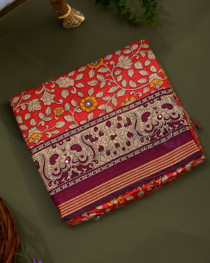 Pink Chanderi Printed Saree - Shop Vastram