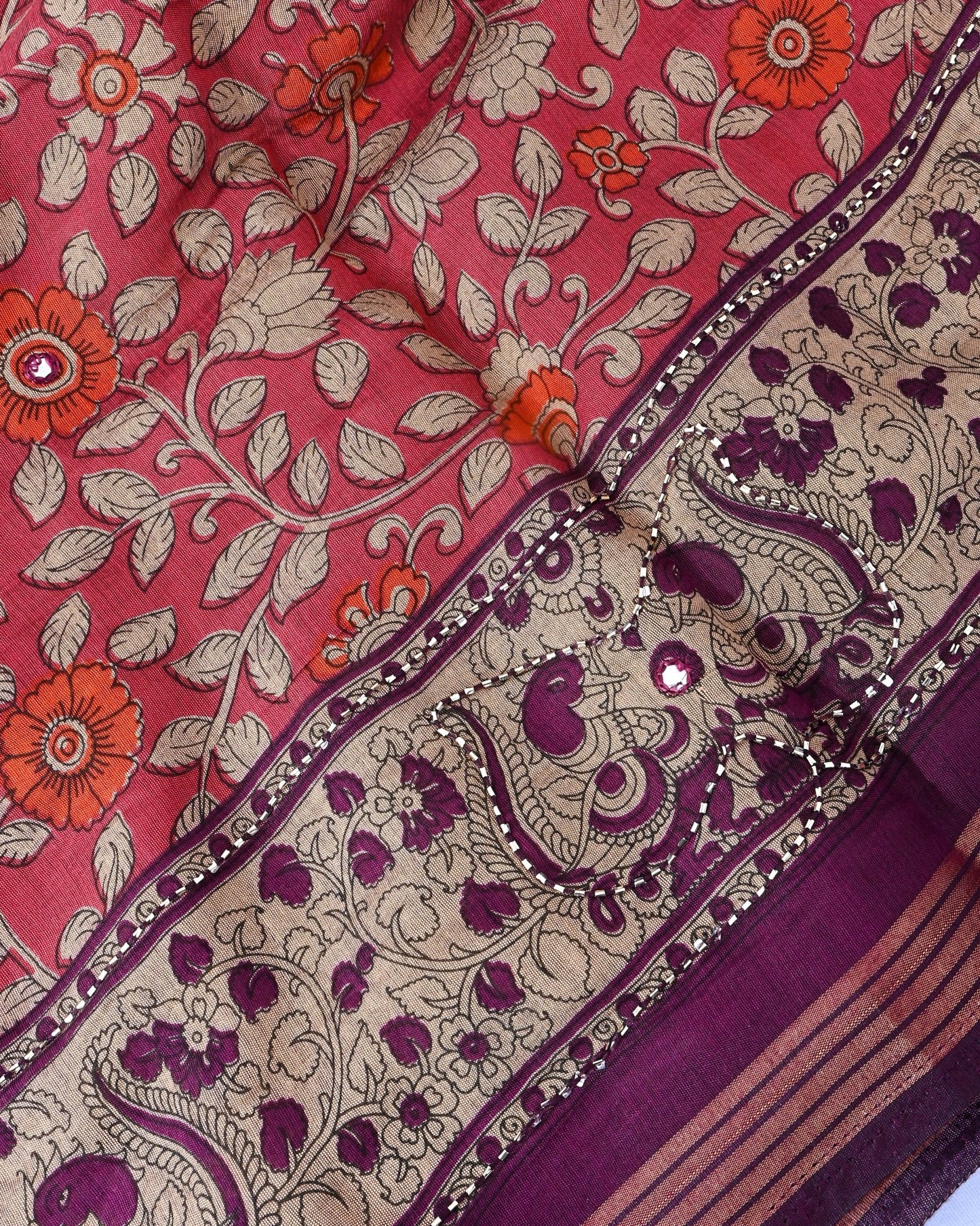 Pink Chanderi Printed Saree - Shop Vastram