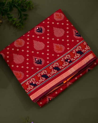 Pink Chanderi Printed Saree - Shop Vastram
