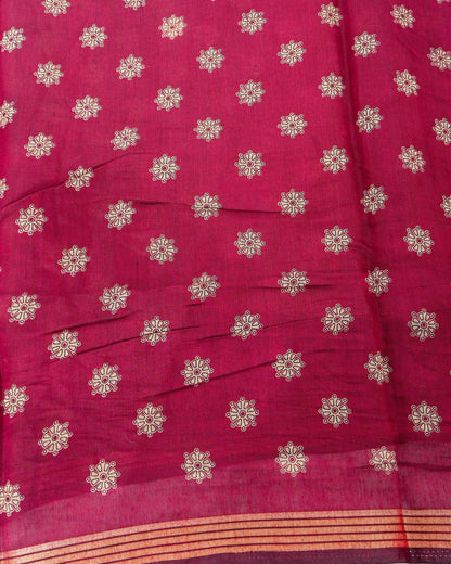 Pink Chanderi Printed Saree - Shop Vastram