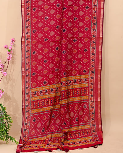 Pink Chanderi Printed Saree - Shop Vastram