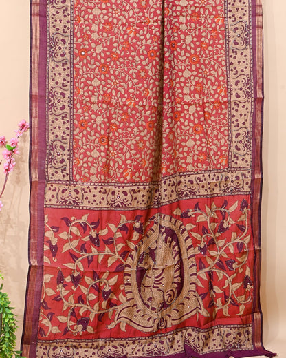 Pink Chanderi Printed Saree - Shop Vastram