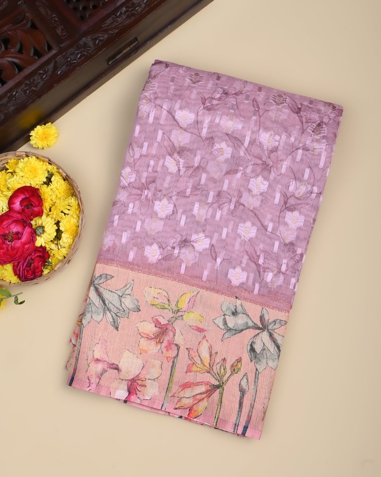 Pink Color Chanderi Saree - Shop Vastram