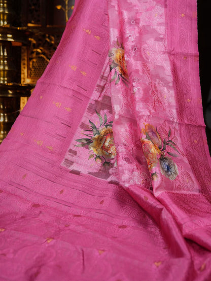 Pink Color Chanderi Saree - Shop Vastram