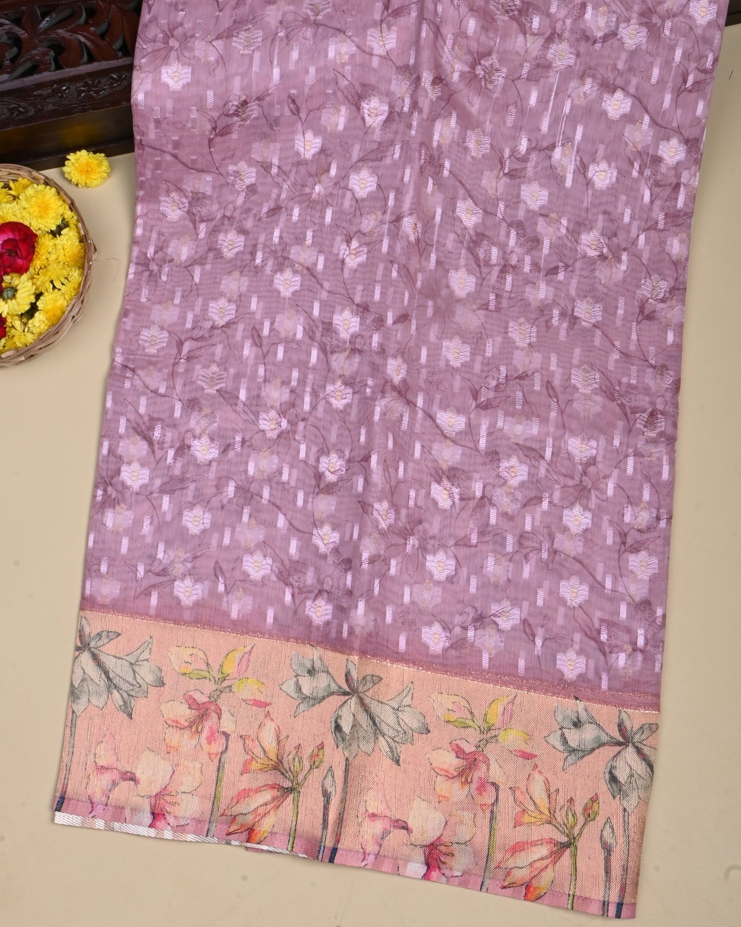 Pink Color Chanderi Saree - Shop Vastram