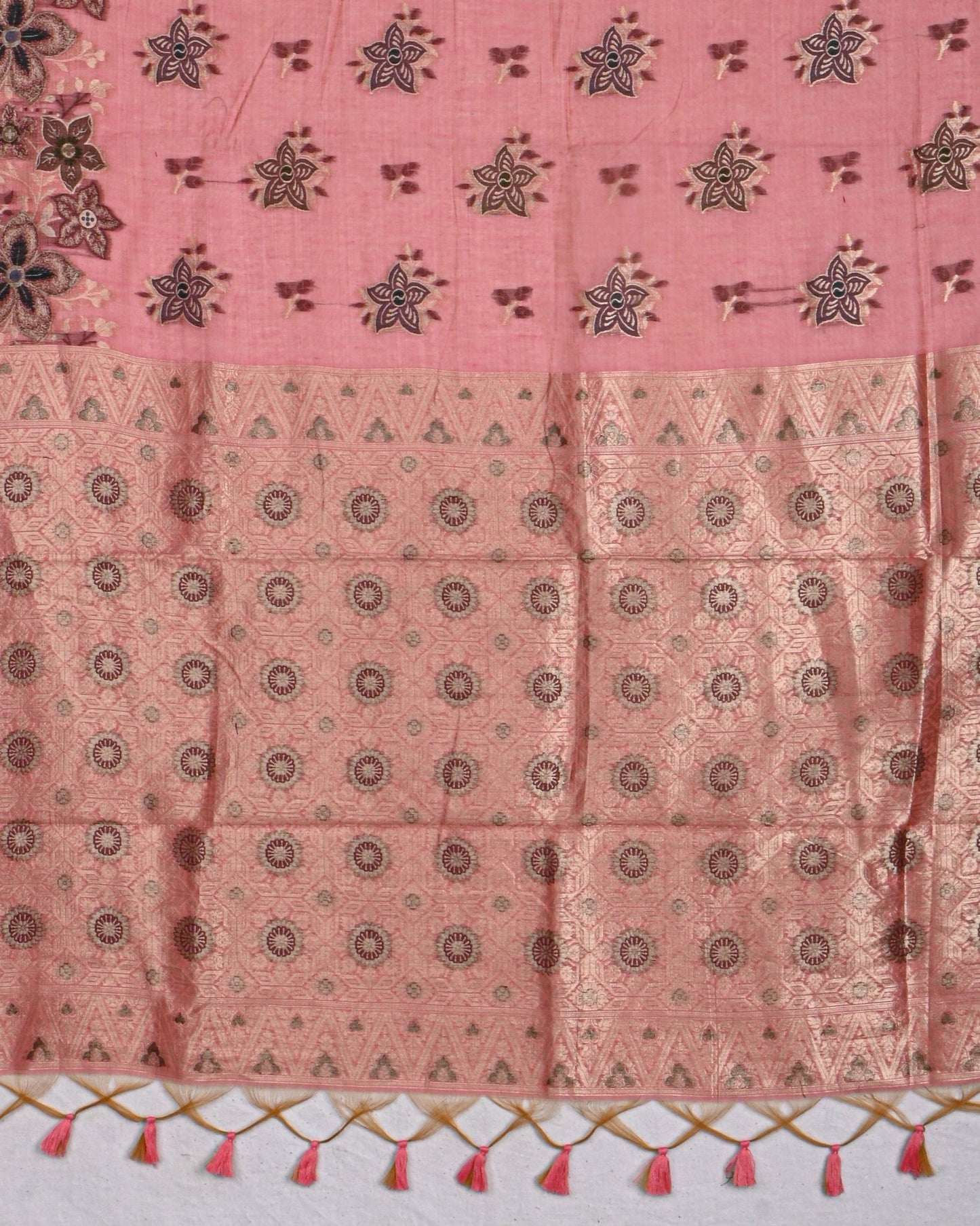 Pink color Chanderi Saree - Shop Vastram