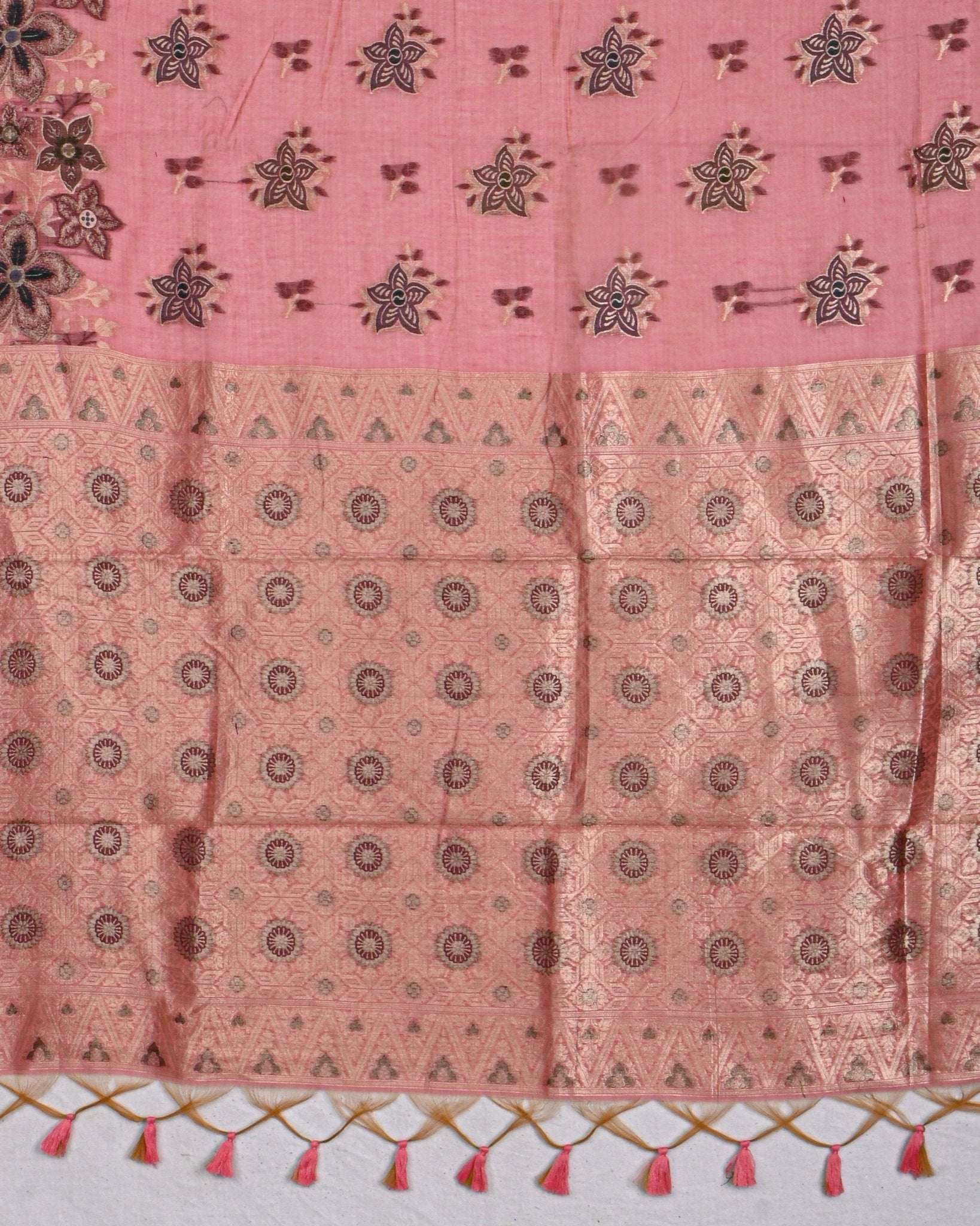 Pink color Chanderi Saree - Shop Vastram