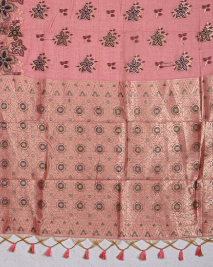 Pink color Chanderi Saree - Shop Vastram