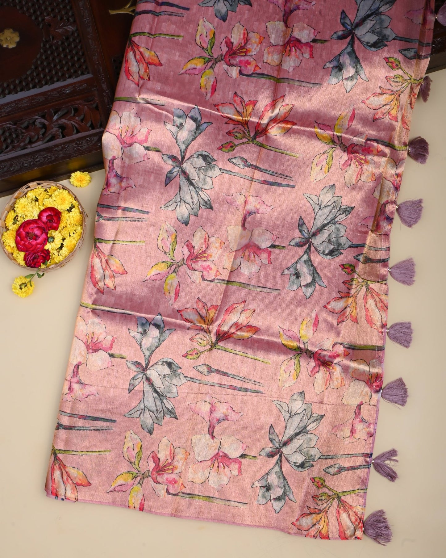 Pink Color Chanderi Saree - Shop Vastram