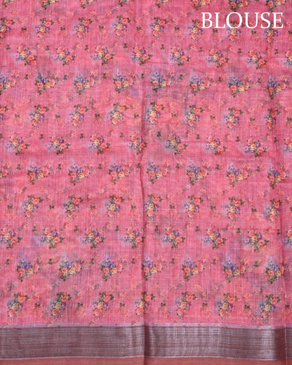 Pink Color Lenin Saree - Shop Vastram