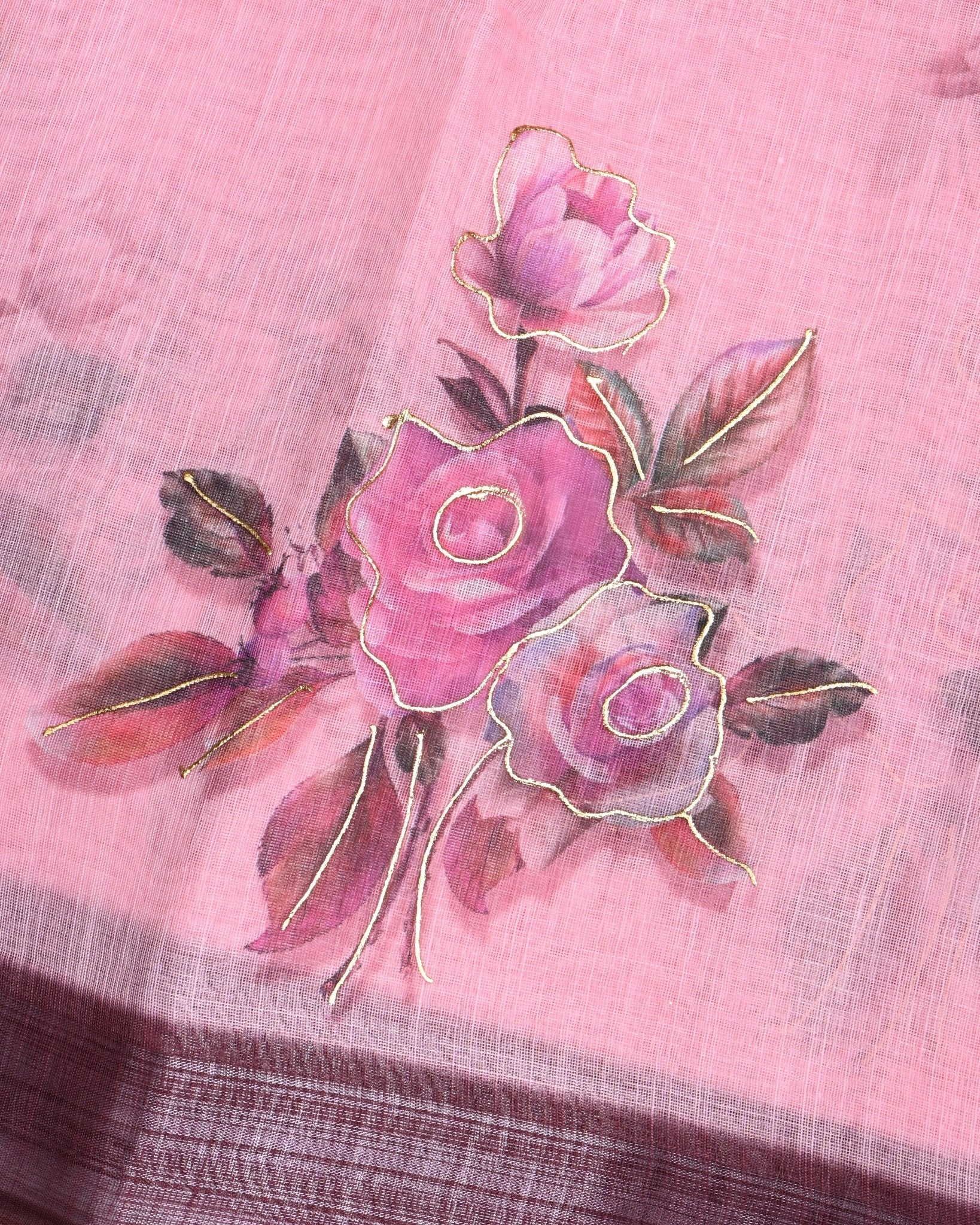 Pink Color Lenin Saree - Shop Vastram
