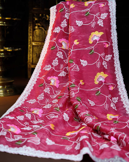 Pink Color Organza Saree - Shop Vastram