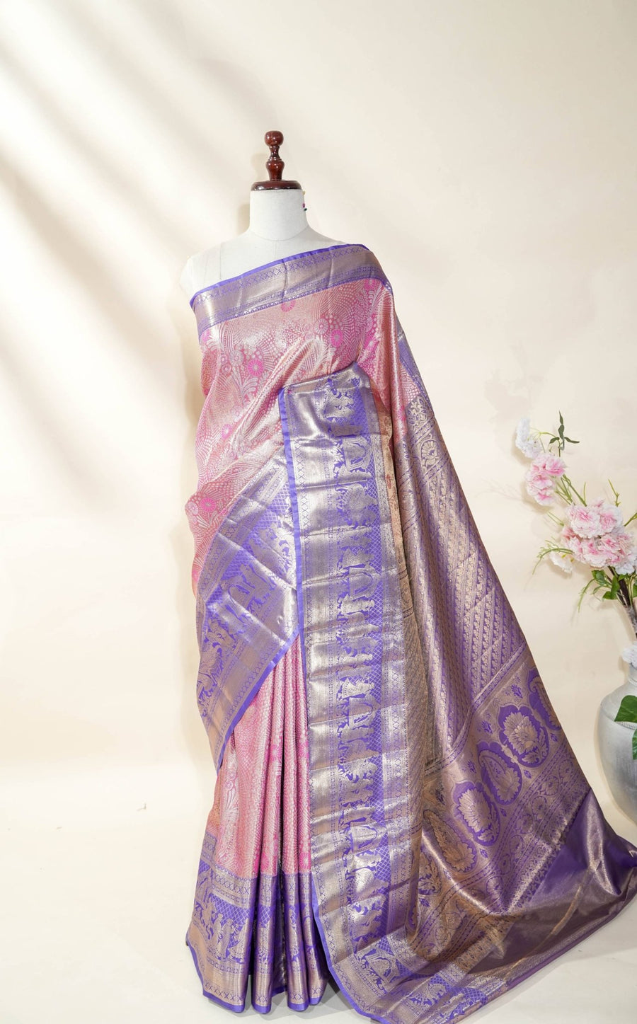 Pink Kanchipuram Saree - Shop Vastram