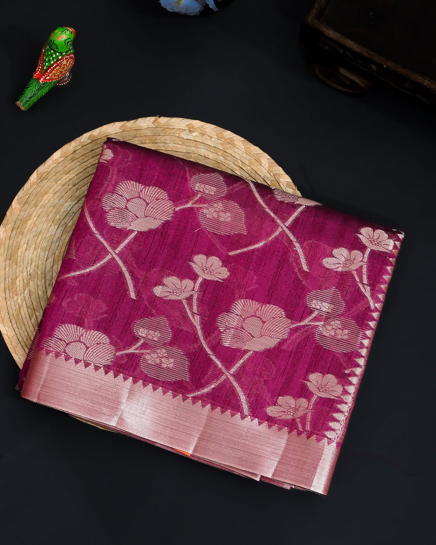 Pink Silk Banarasi Saree - Shop Vastram