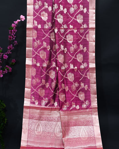 Pink Silk Banarasi Saree - Shop Vastram