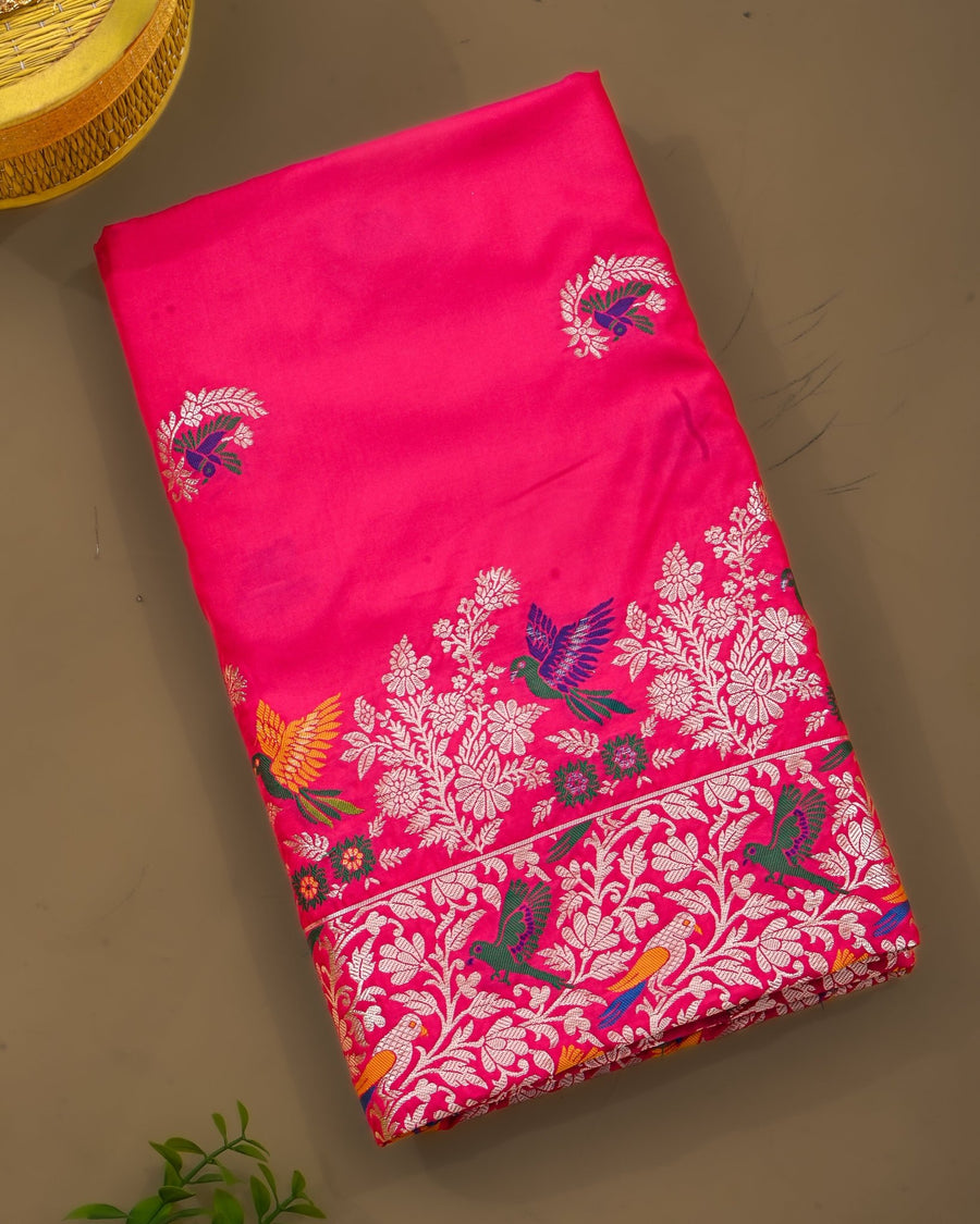 Pink Silk Banarsi Saree - Shop Vastram