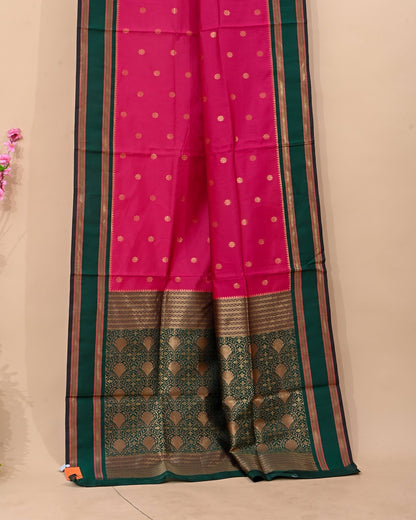 Pink Silk Banarsi Saree - Shop Vastram