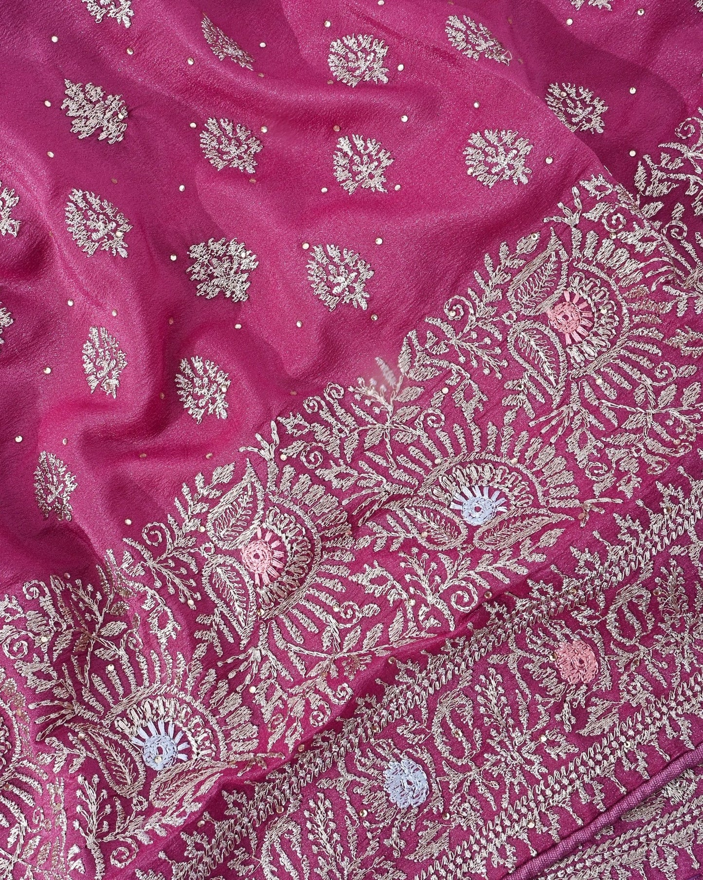 Pink Silk Embroidery Saree - Shop Vastram
