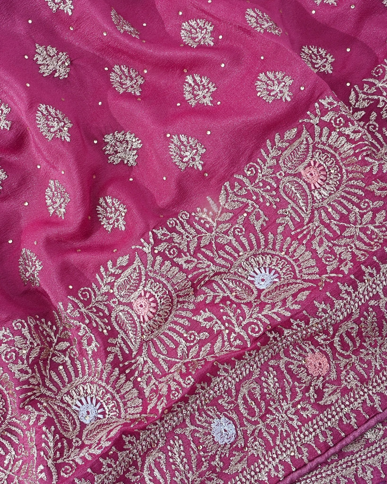 Pink Silk Embroidery Saree - Shop Vastram