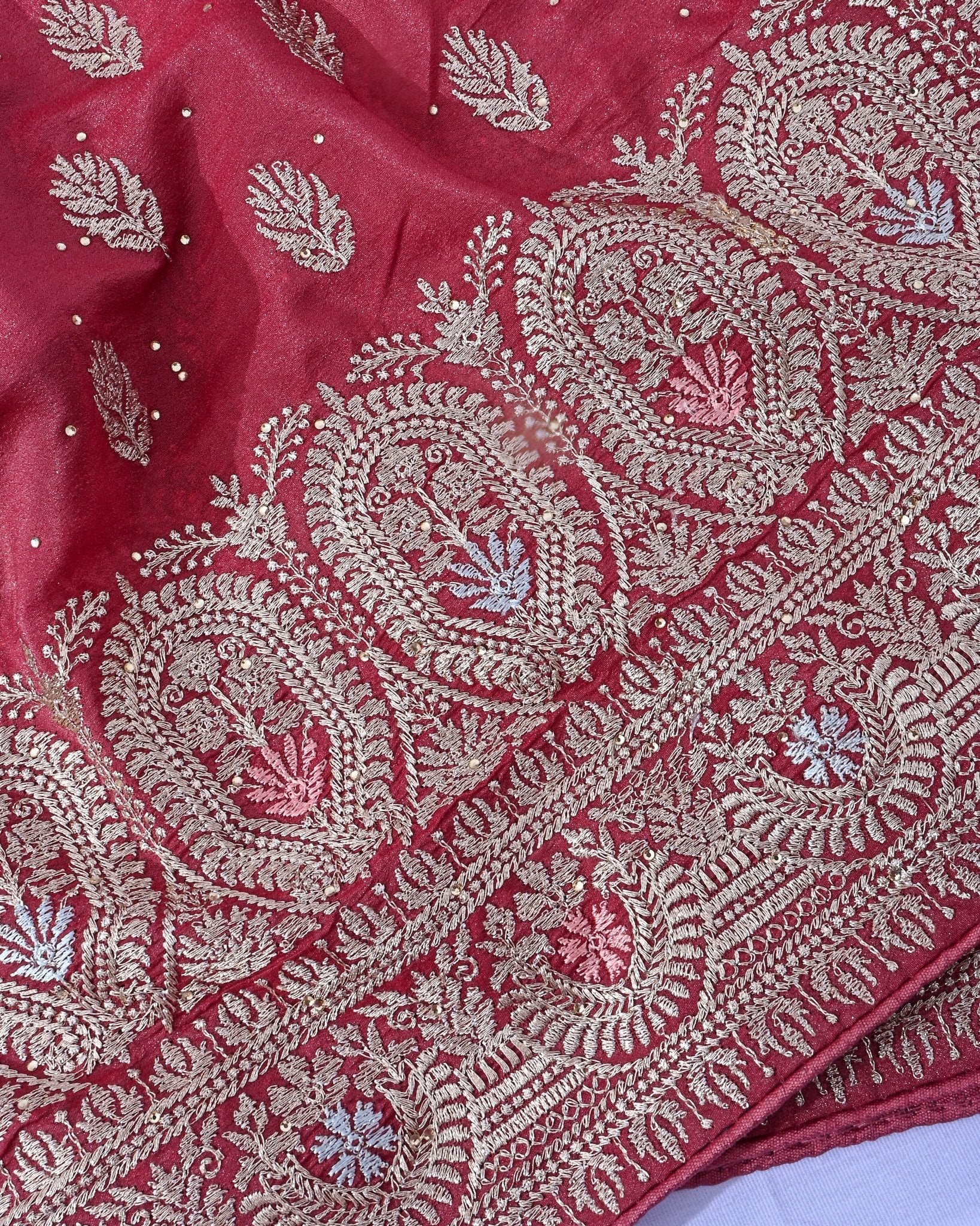Pink Silk Embroidery Saree - Shop Vastram