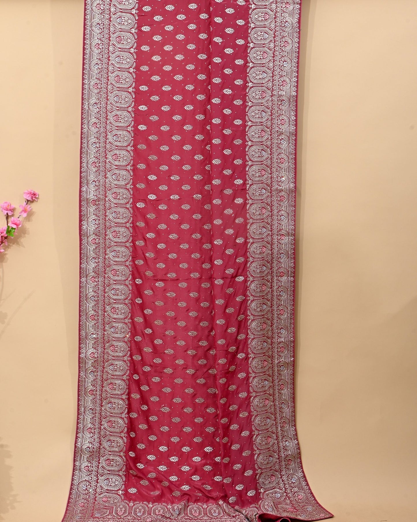 Pink Silk Embroidery Saree - Shop Vastram