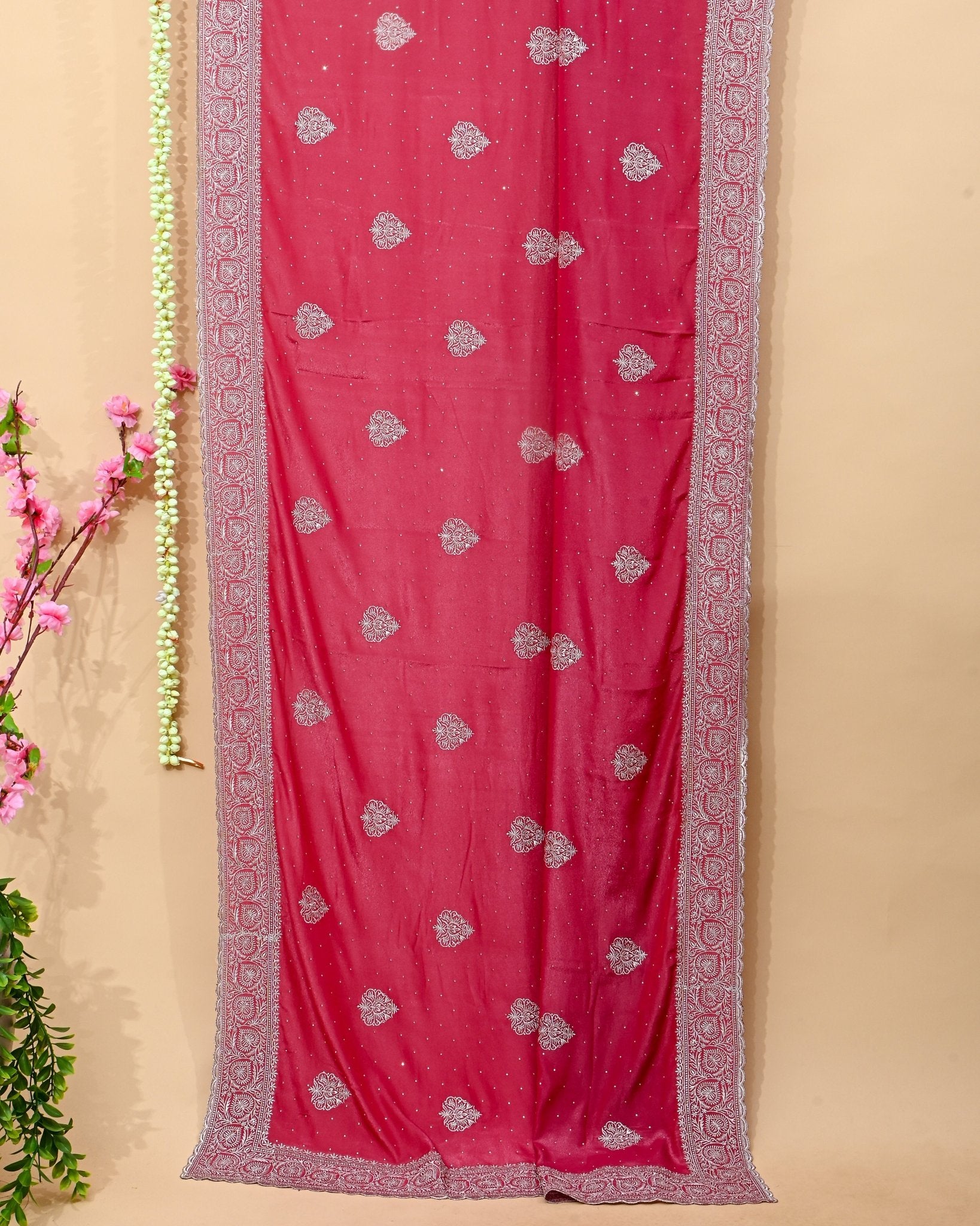 Pink Silk Embroidery Saree - Shop Vastram