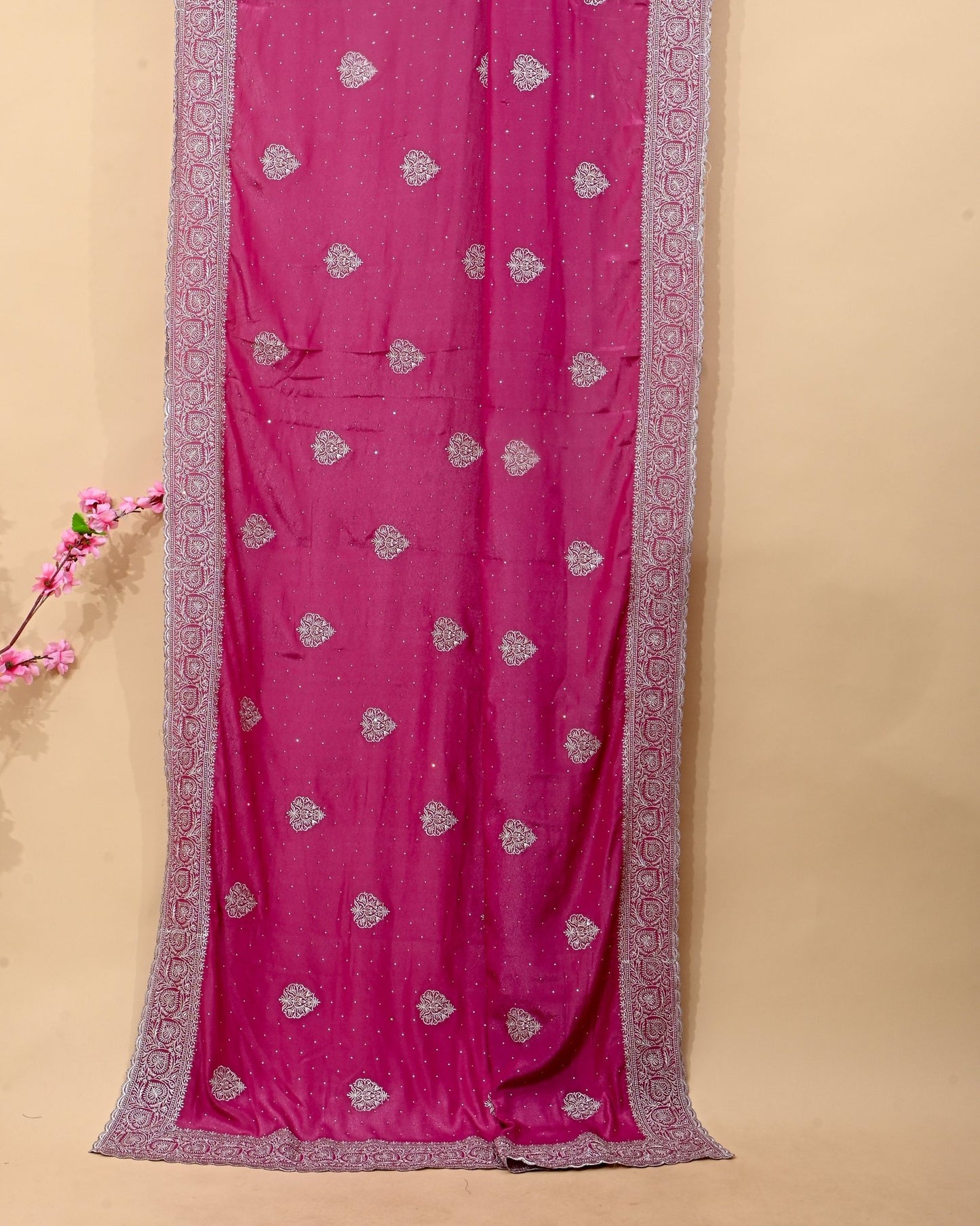 Pink Silk Embroidery Saree - Shop Vastram