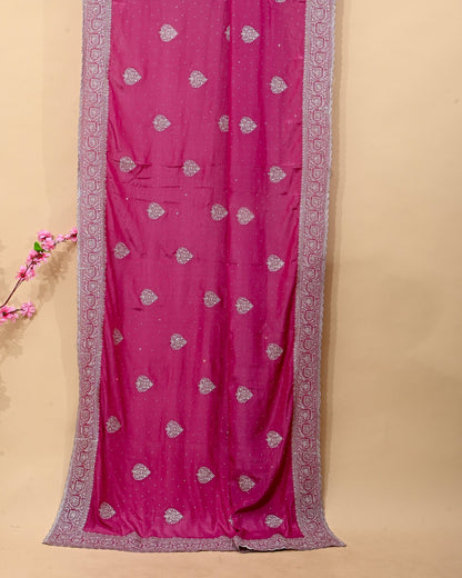 Pink Silk Embroidery Saree - Shop Vastram
