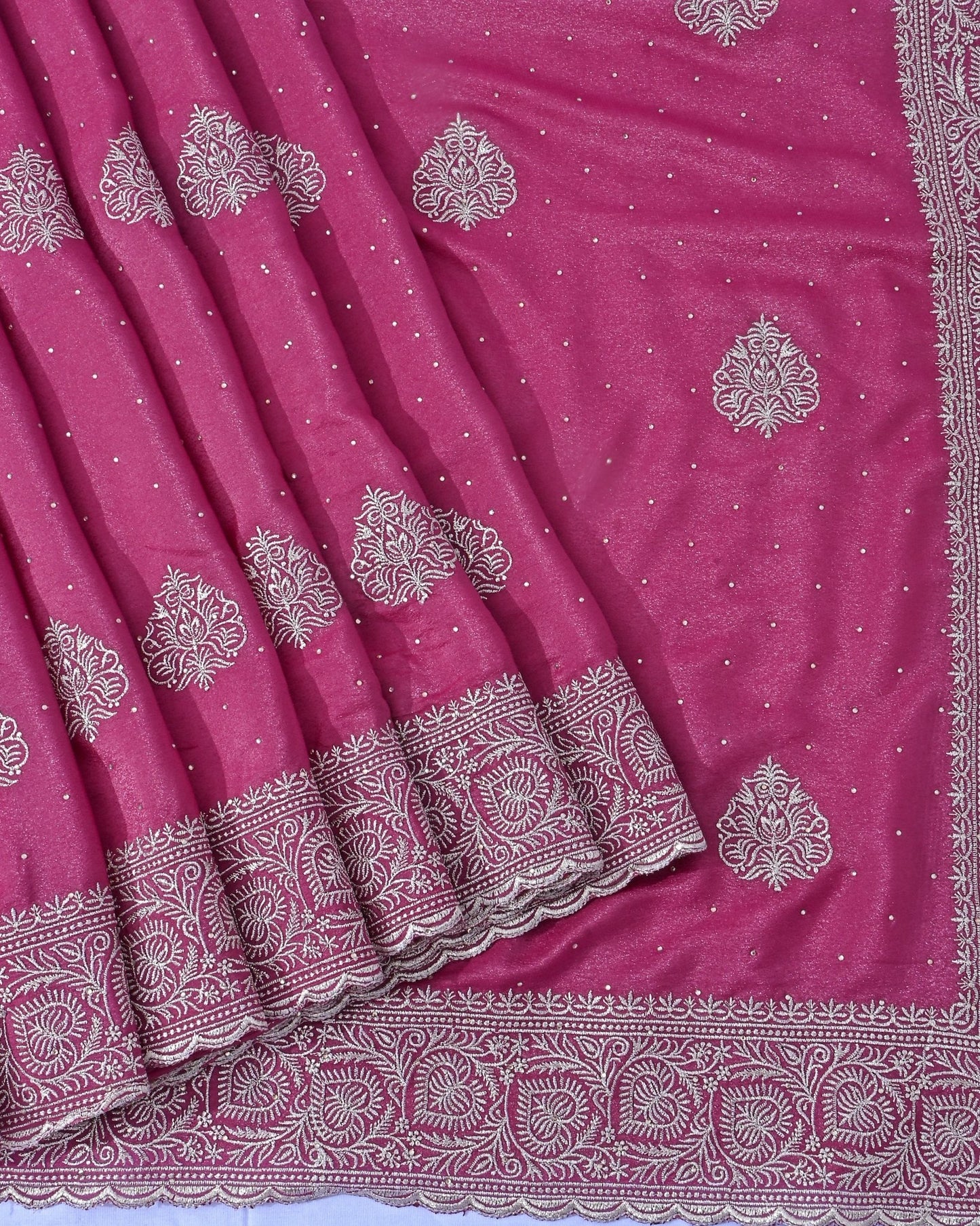 Pink Silk Embroidery Saree - Shop Vastram