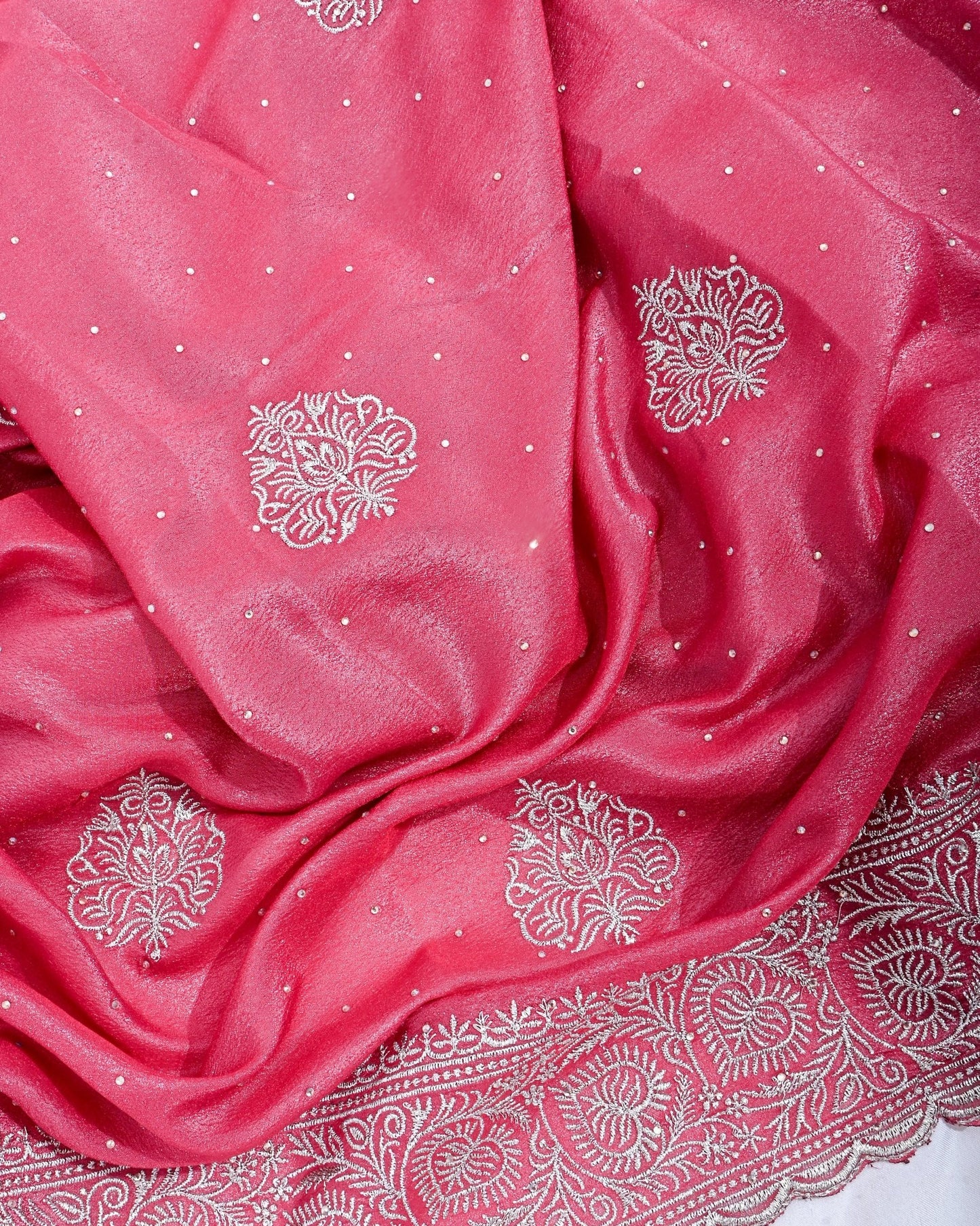 Pink Silk Embroidery Saree - Shop Vastram