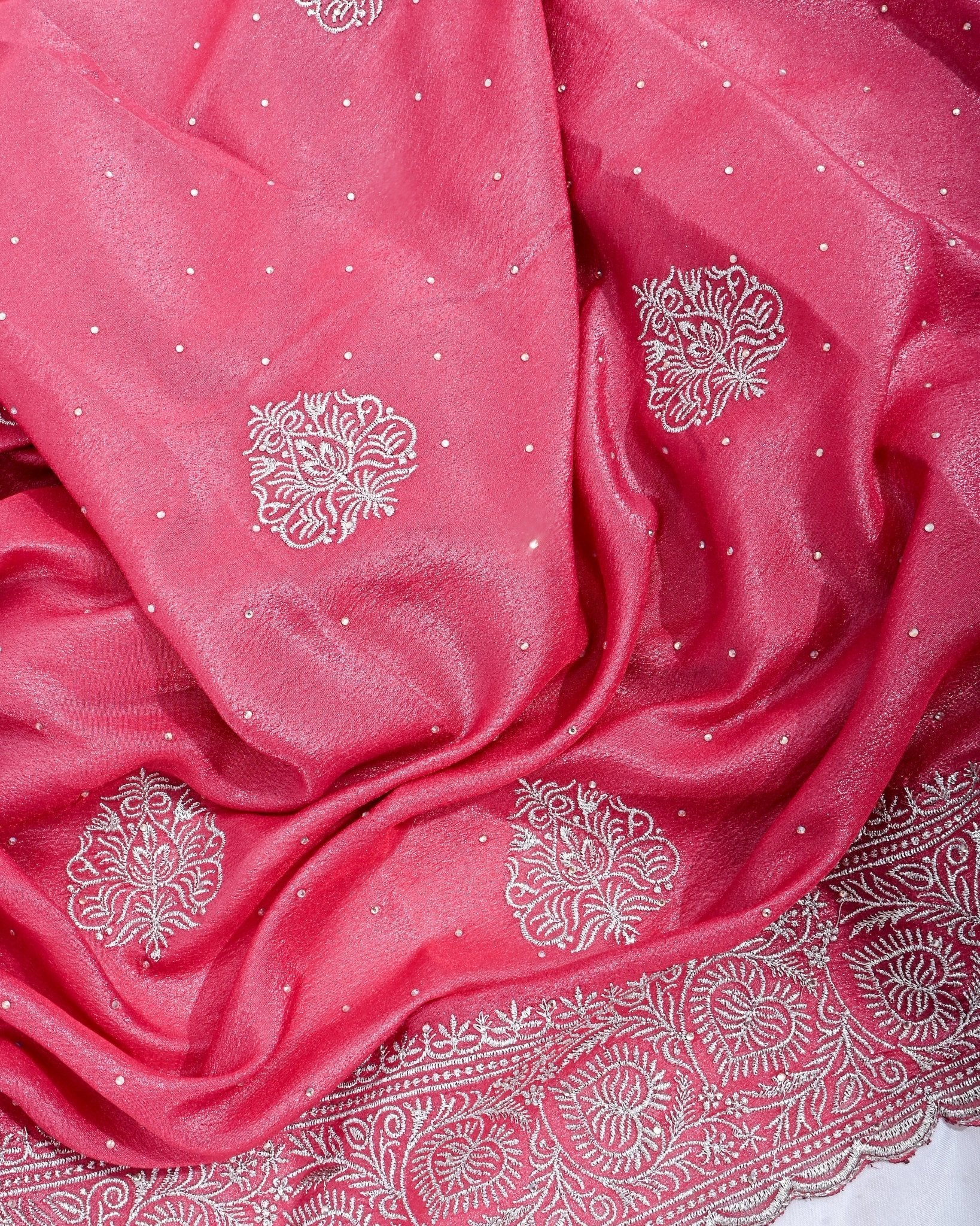 Pink Silk Embroidery Saree - Shop Vastram