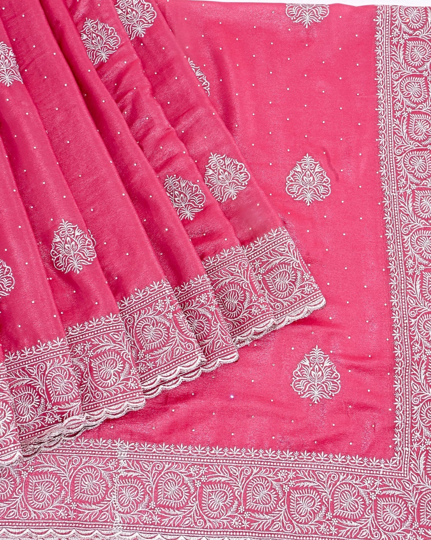 Pink Silk Embroidery Saree - Shop Vastram