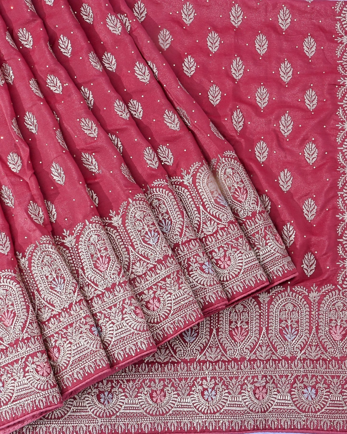 Pink Silk Embroidery Saree - Shop Vastram