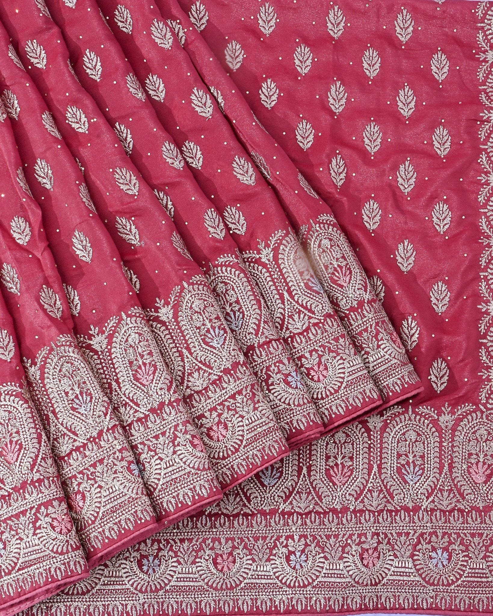 Pink Silk Embroidery Saree - Shop Vastram